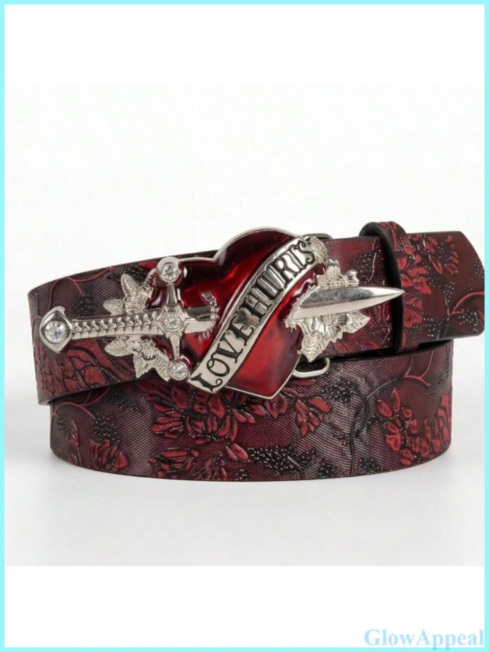 PU Leather Heart Buckle Studded Rivet Waist Belt Goth Punk Y2K